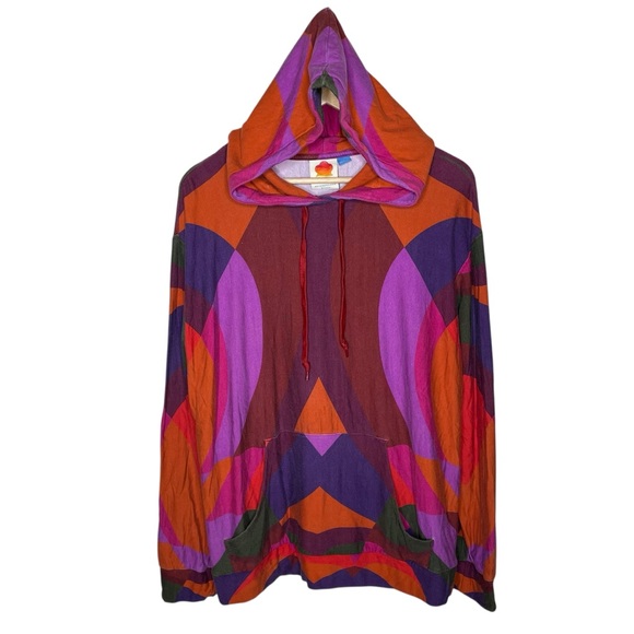 FARM Rio Anthropologie Vibrant Hoodie Large Banana Gradient Oversized - Picture 3 of 11